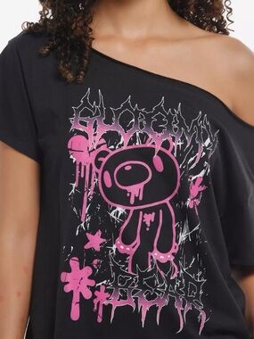 Hot Topic Gloomy Bear Pink Metal Girls Off-Shoulder T-Shirt
